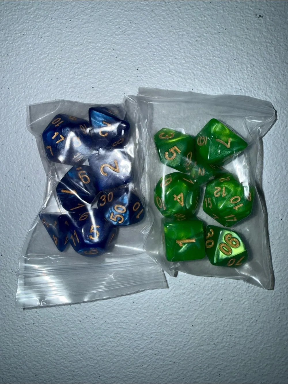 2-pack DND Polyhedral Dice Set - Vibrant Royal Blue & Bright Green ttrpg DIce